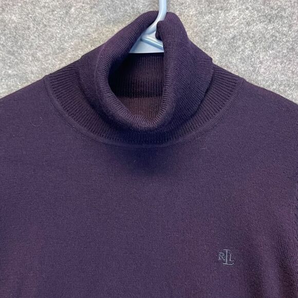 LAUREN RALPH LAUREN Sweater Women's Small Purple Turtle Neck Merino Wool Cotton - Picture 3 of 11